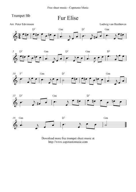 fur elise trumpet sheet music|fur elise treble clef.